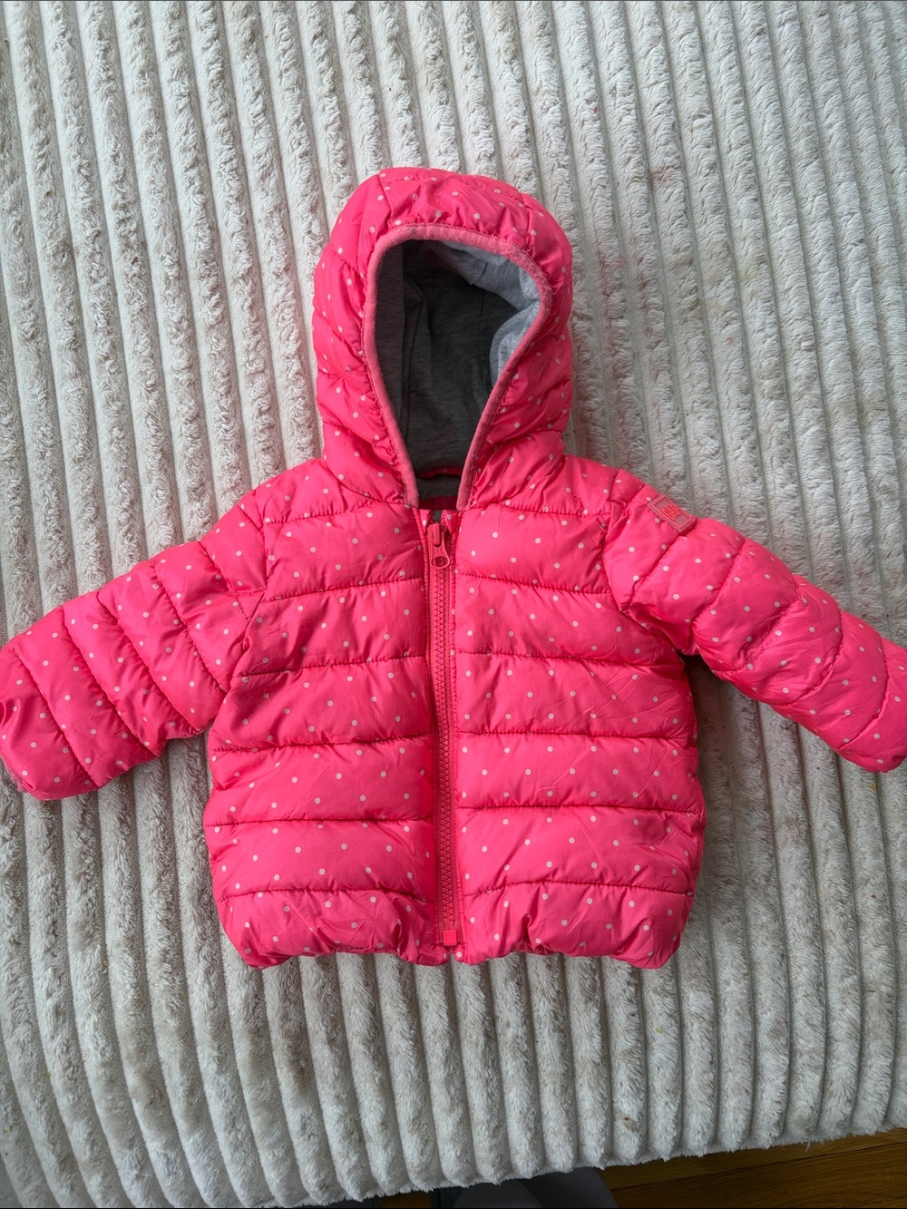 GAP Pink Polka Dot Puffer Jacket with Hood
